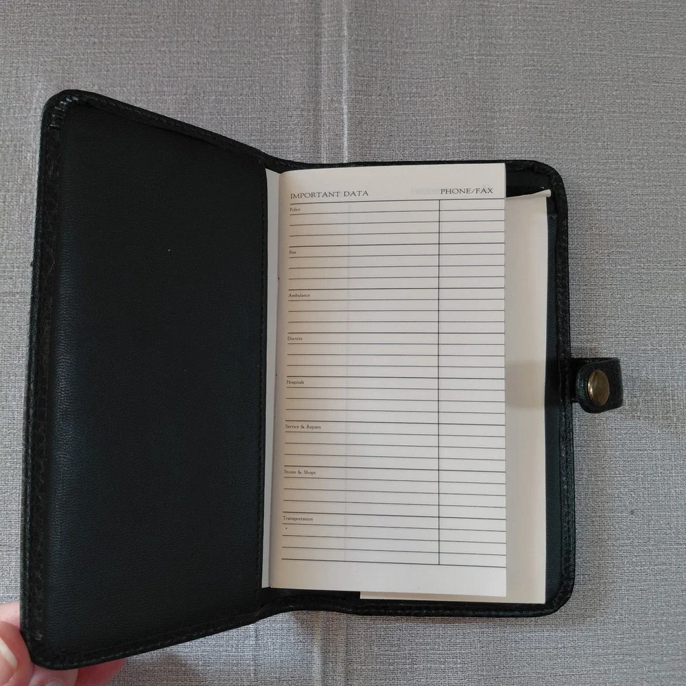 Vtg Tan Sac Vegan Pebbled Leather Address & Notebook Holder Green Organizer